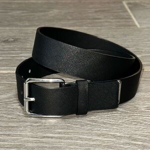 Michael Kors Black Belt Silver Toned Buckle Authentic Women's Med Faux Leather